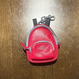 Coach Cherry Red Leather Keychain Backpack